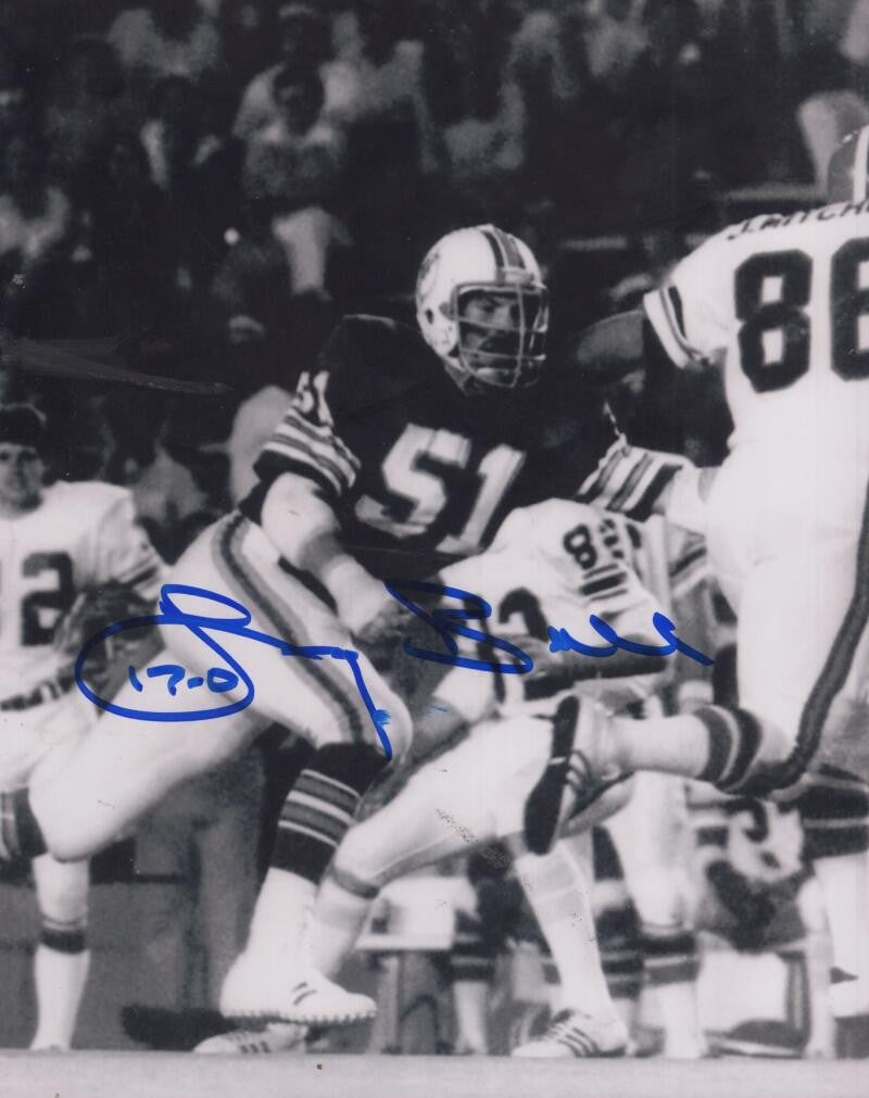 LARRY BALL MIAMI DOLPHINS 17-0 SIGNED AUTOGRAPHED 8X10 PHOTO W/ COA