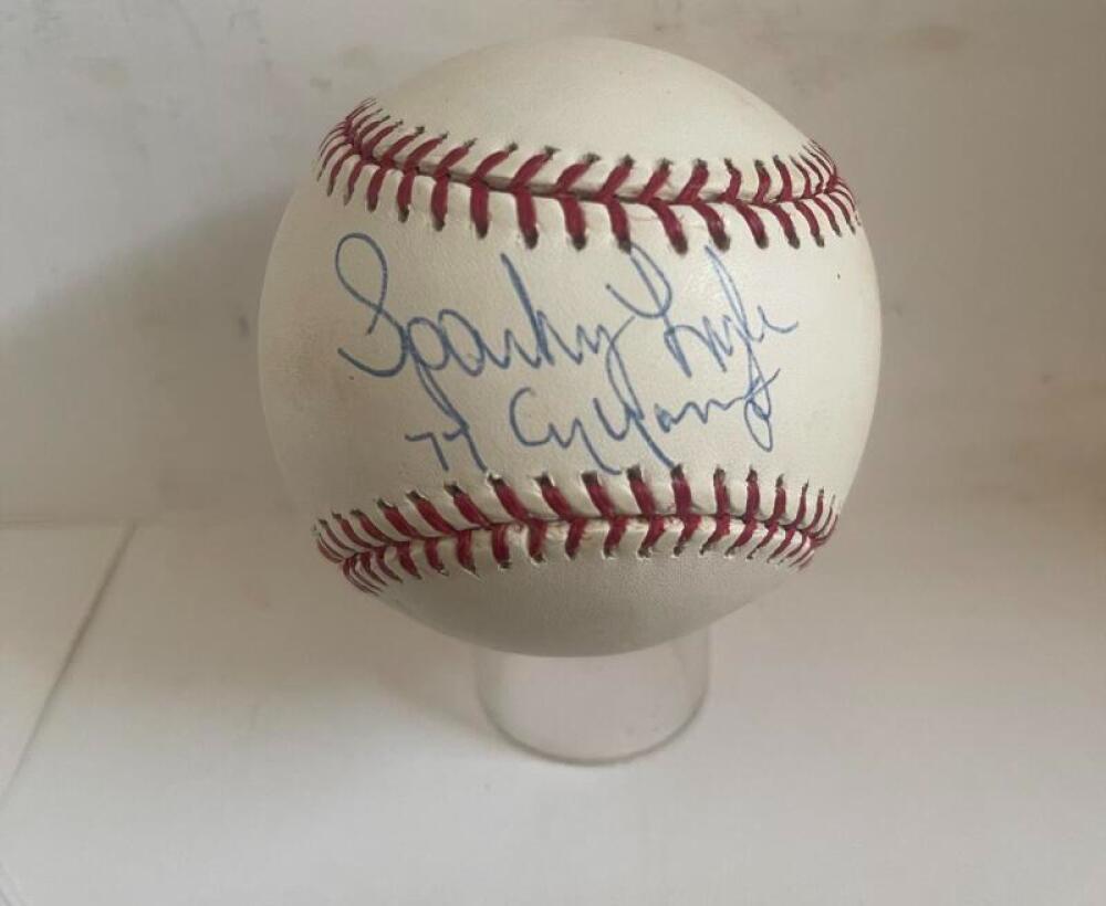 SPARKY LYLE YANKEES 77 CY YOUNG SIGNED AUTOGRAPHED M.L. BASEBALLJSA AI62699