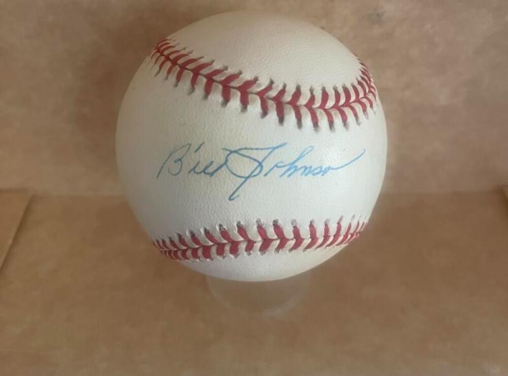 BILL JOHNSON YANKEES SIGNED AUTOGRAPHED A.L. BASEBALL BECKETT AUTH