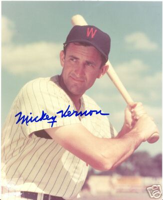 MICKEY VERNON WASHINGTON SENATORS SIGNED 8X10 PHOTO COA