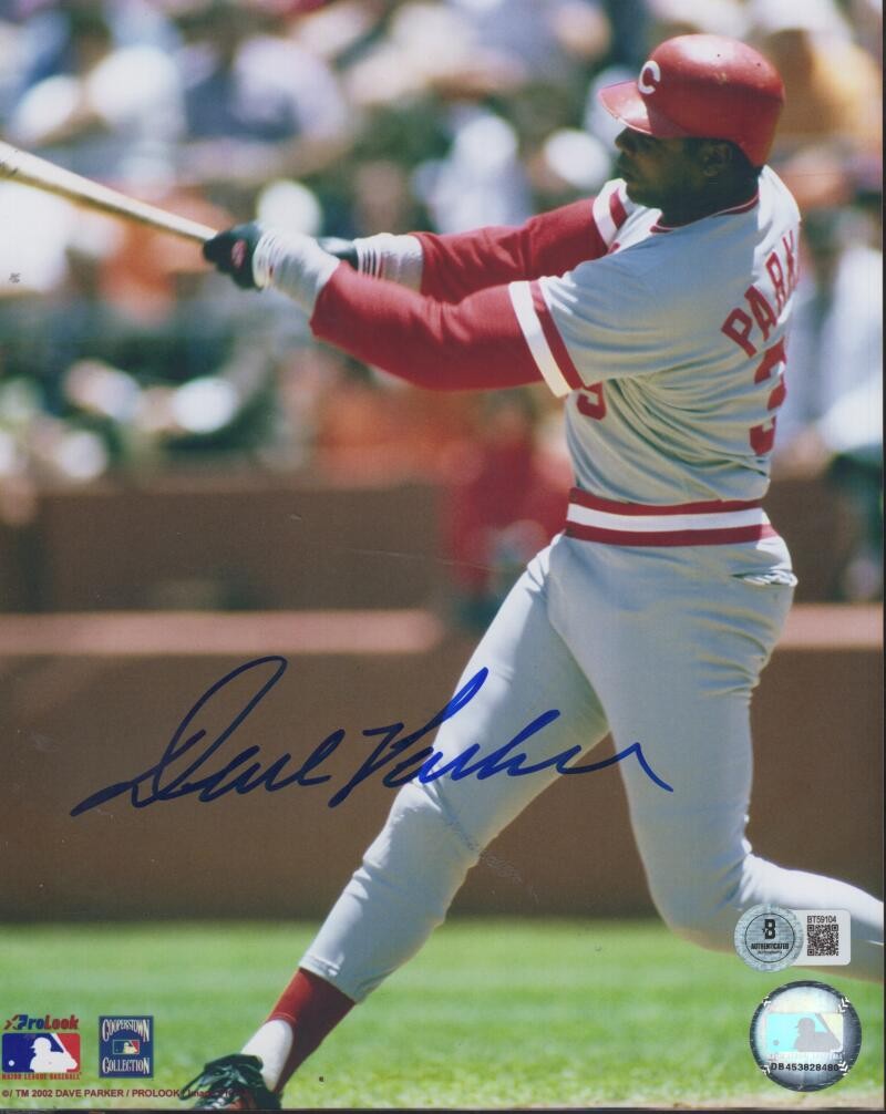 DAVE PARKER CINCINNATI REDS SIGNED AUTOGRAPHED 8X10 PHOTO BECKETT BT59104