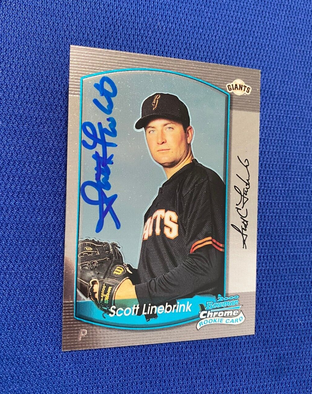2000 BOWMAN CHROME SCOTT LINEBRINK SAN FRANCISCO GIANTS SIGNED AUTO CARD #77 COA