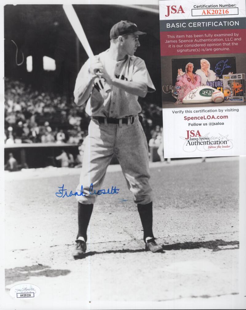 FRANK CROSETTI NY YANKEES SIGNED AUTOGRAPHED 8X10 PHOTO JSA AK20216