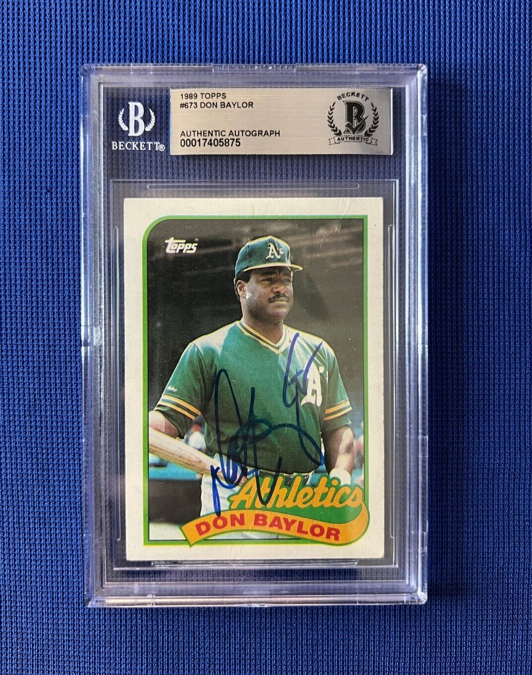 1989 TOPPS DON BAYLOR OAKLAND AS ATHLETICS SIGNED AUTOGRAPHED CARD #673 BECKETT