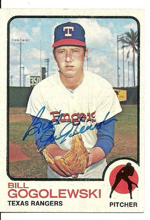 BILL GOGOLEWSKI TEXAS RANGERS SIGNED AUTOGRAPHED 1973 TOPPS CARD #27 W/COA