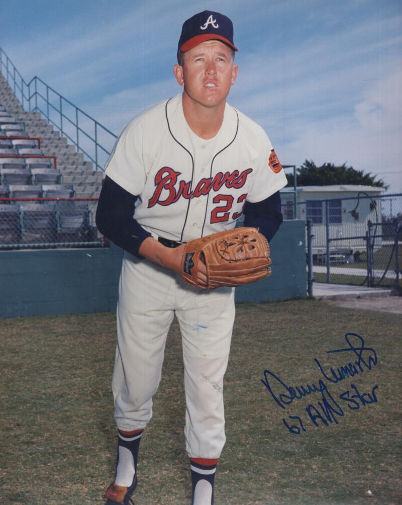 DENNY LEMASTER BRAVES 67 ALL STAR SIGNED AUTOGRAPHED 8X10 PHOTO W/ COA 