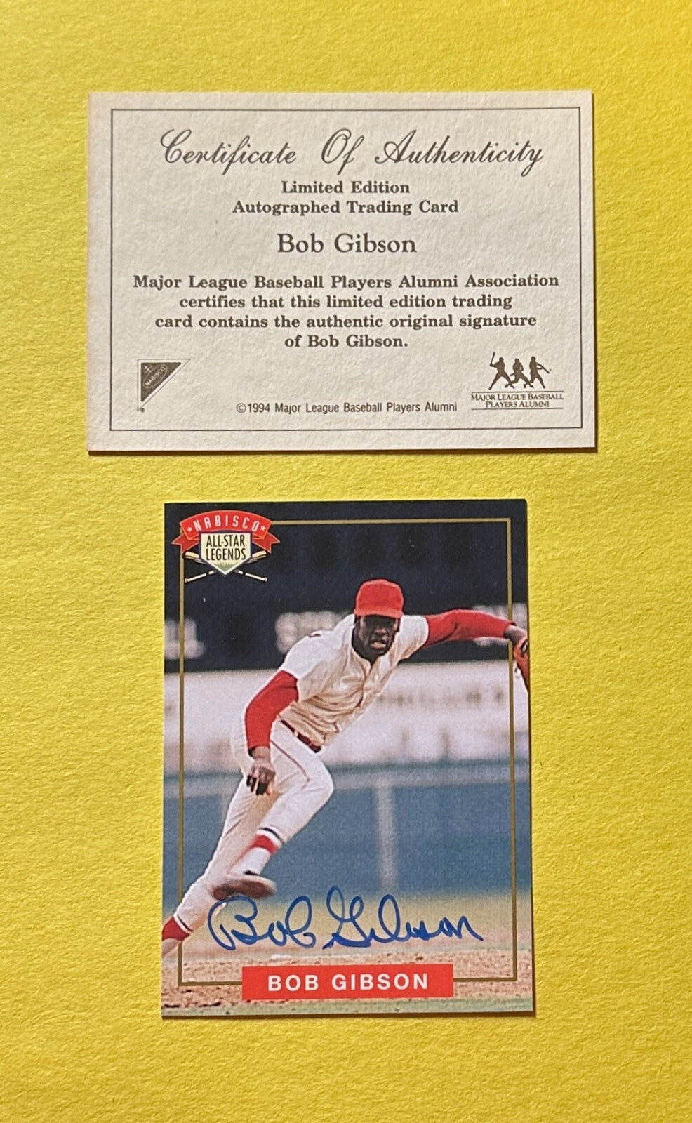 1994 NABISCO ALL-STAR LEGENDS BOB GIBSON AUTO COA HOF