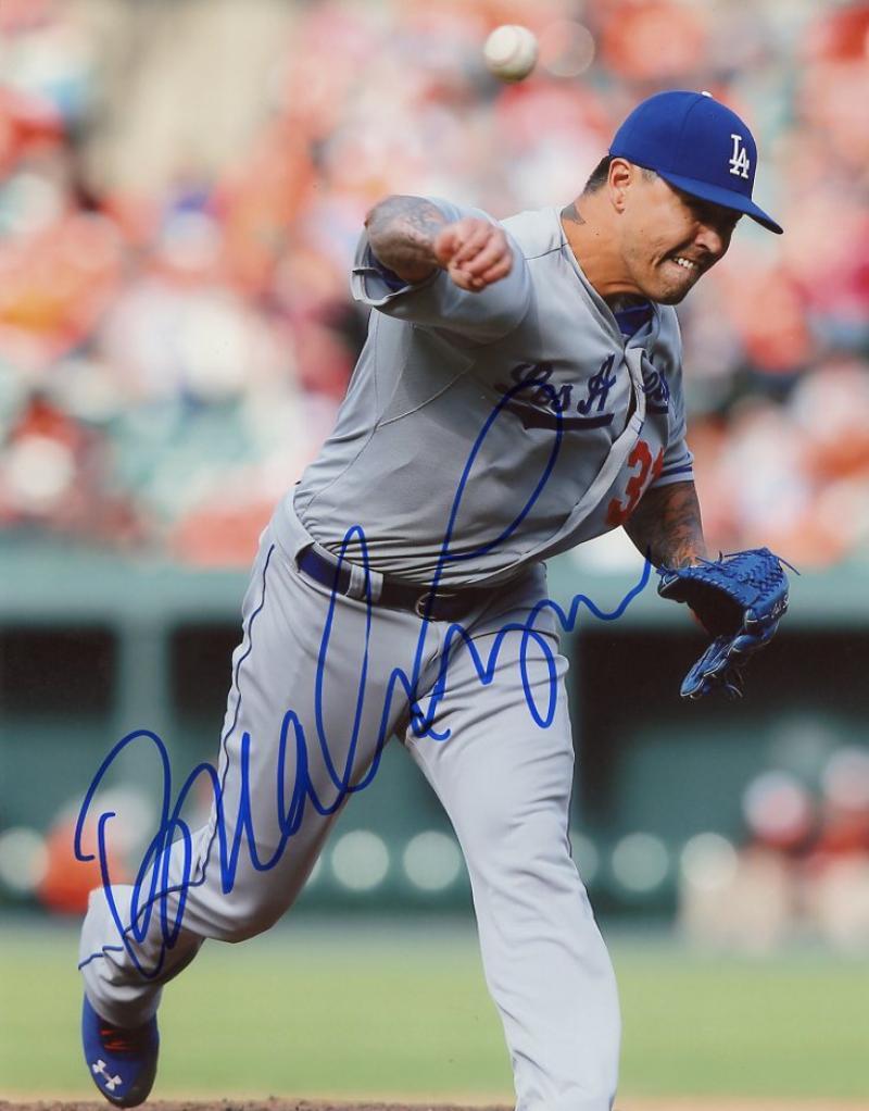 BRANDON LEAGUE ACTION LOS ANGELES DODGERS SIGNED AUTOGRAPHED 8X10 PHOTO W/COA