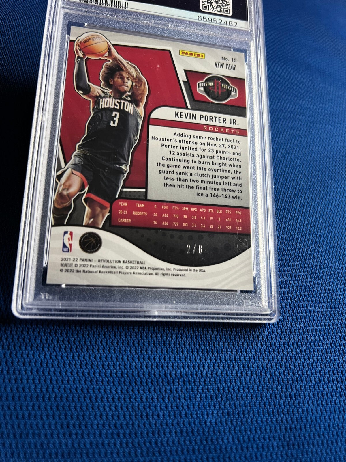 2021 REVOLUTION KEVIN PORTER JR CHINESE N/Y HOLO GOLD 2/8 PSA 9 MINT