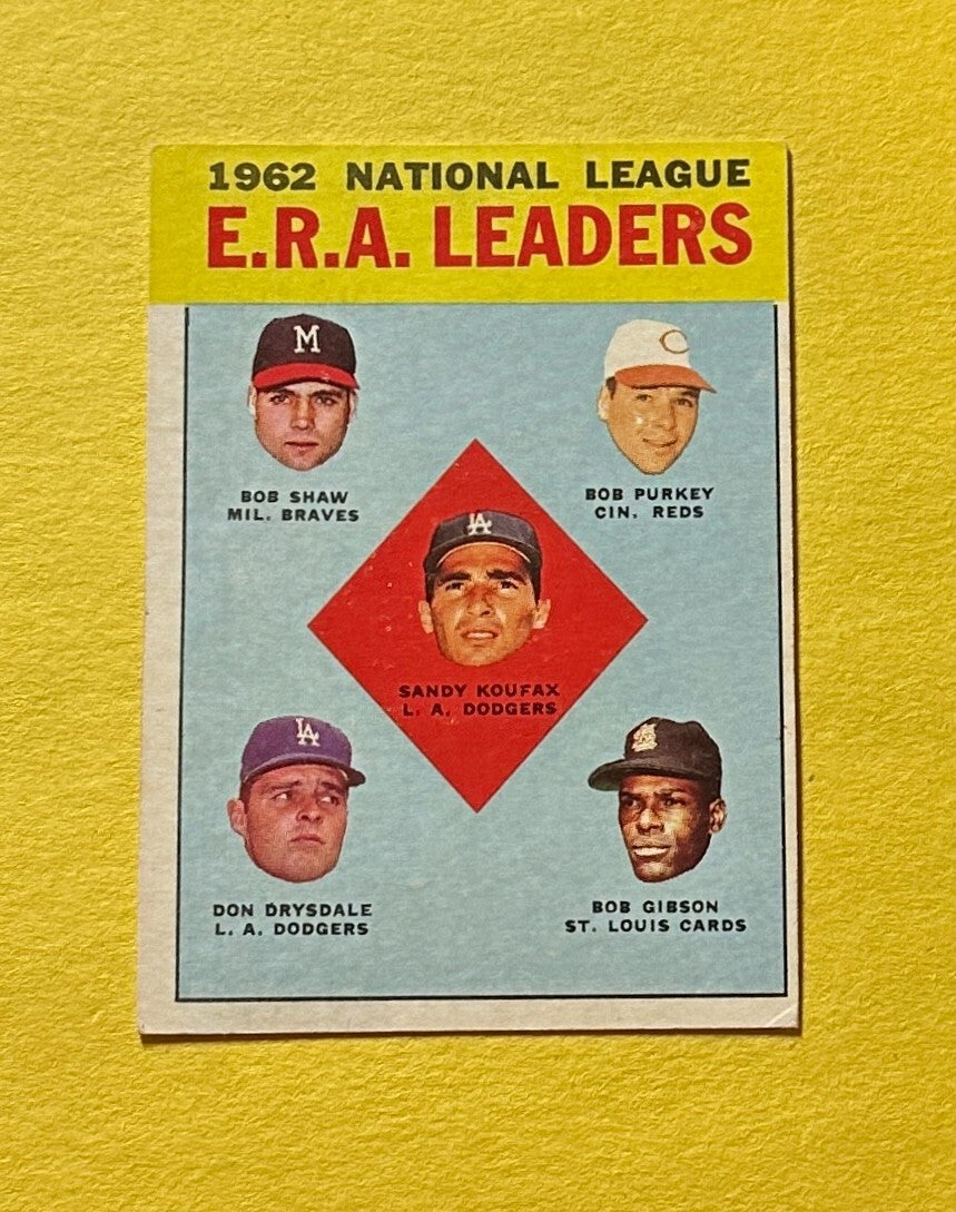 1963 TOPPS 62 NATIONAL LEAGUE ERA LEADERS PURKEY SHAW KOUFAX DRYSDALE GIBSON #5