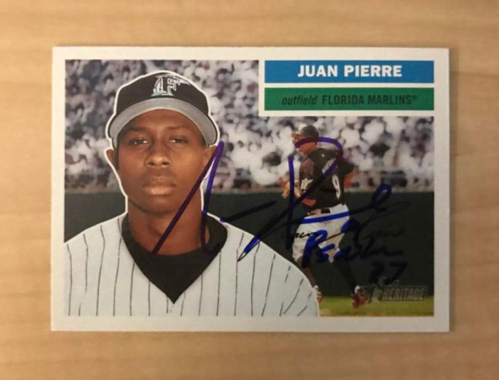 JUAN PIERRE FLORIDA MARLINS SIGNED 2005 TOPPS HERITAGE CARD #137 W/COA