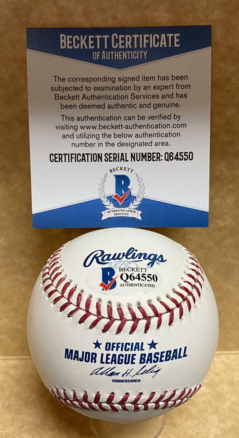 DICK LINES SENATORS 66-67 SIGNED AUTOGRAPHED M.L. BASEBALL BECKETT Q64550