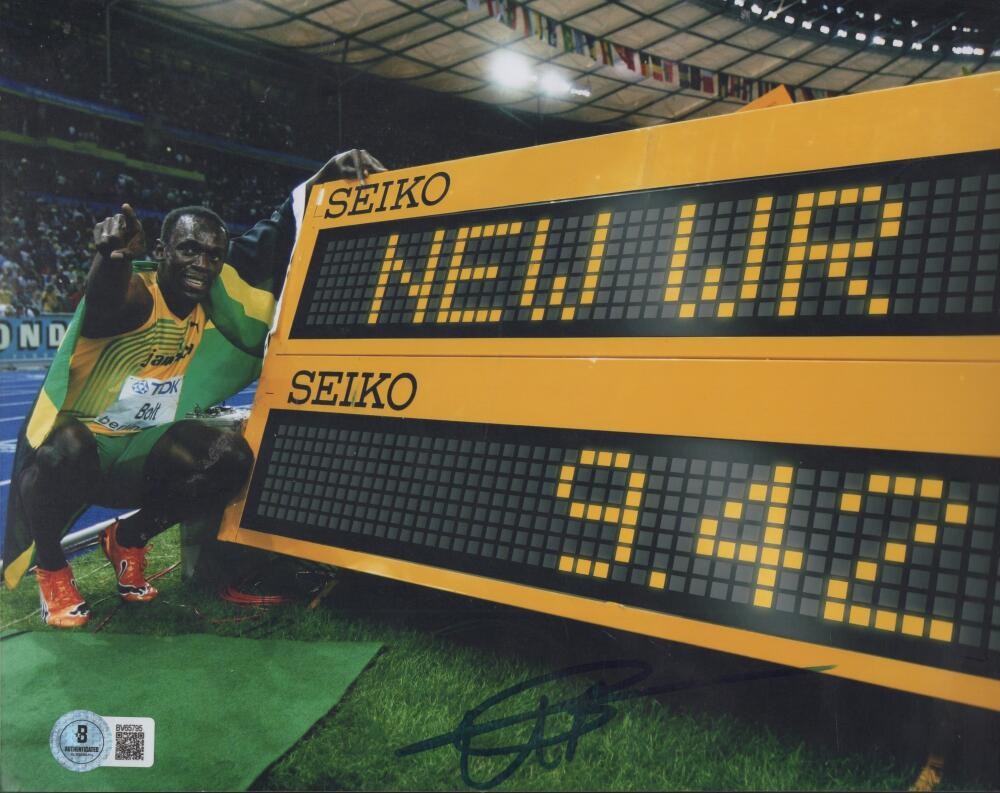 USAIN BOLT 2016 RIO OLYMPICS SIGNED AUTOGRAPHED 8X10 PHOTO BECKETT AUTH