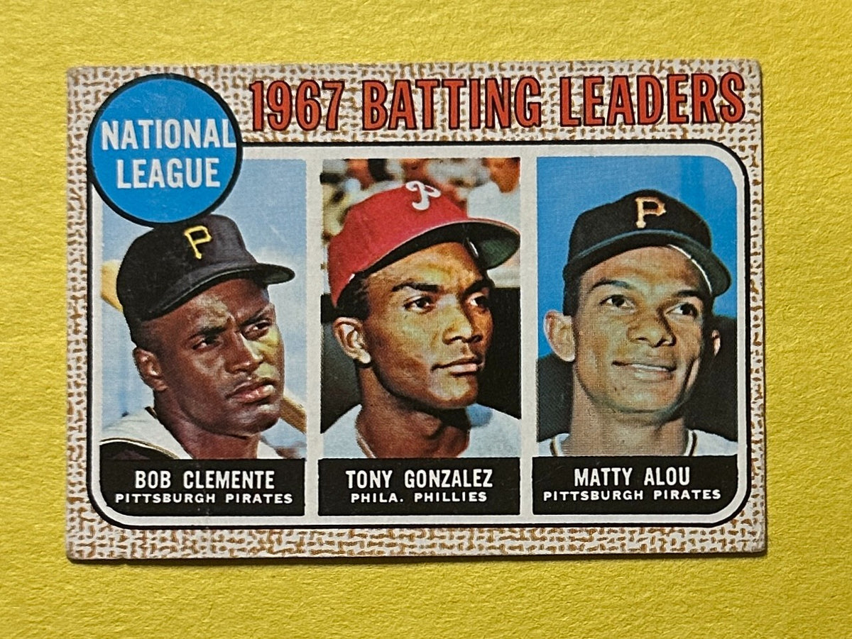 1968 TOPPS 1967 NL BATTING LEADERS BOB CLEMENTE TONY GONZALEZ MATTY ALOU #1