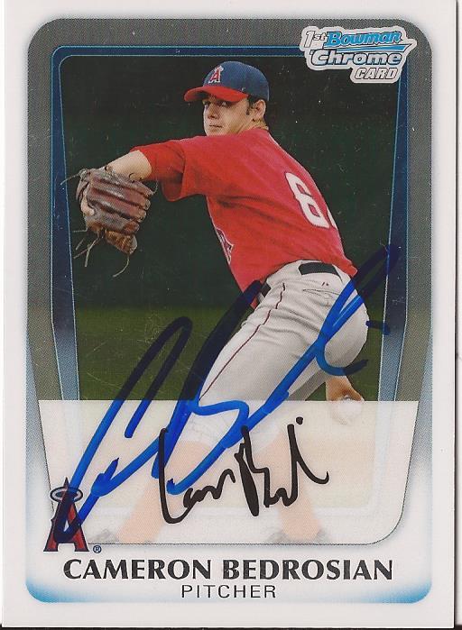 CAMERON BEDROSIAN ANAHEIM ANGELS SIGNED AUTOGRAPHED 2011 BOWMAN CHROME RC W/COA 