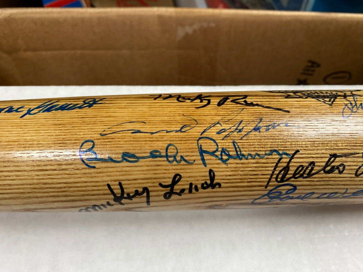 MLB LEGENDS SIGNED JOE DIMAGGIO CHILDRENS HOSPITAL BAT W/COA BROOKS ROBINSON + C