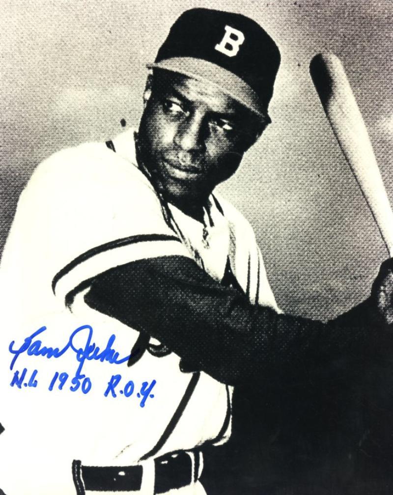 BRIAN JORDAN JETHROE BOSTON BRAVES 1950 R.O.Y. SIGNED AUTOGRAPHED 8X10 PHOTO W/C