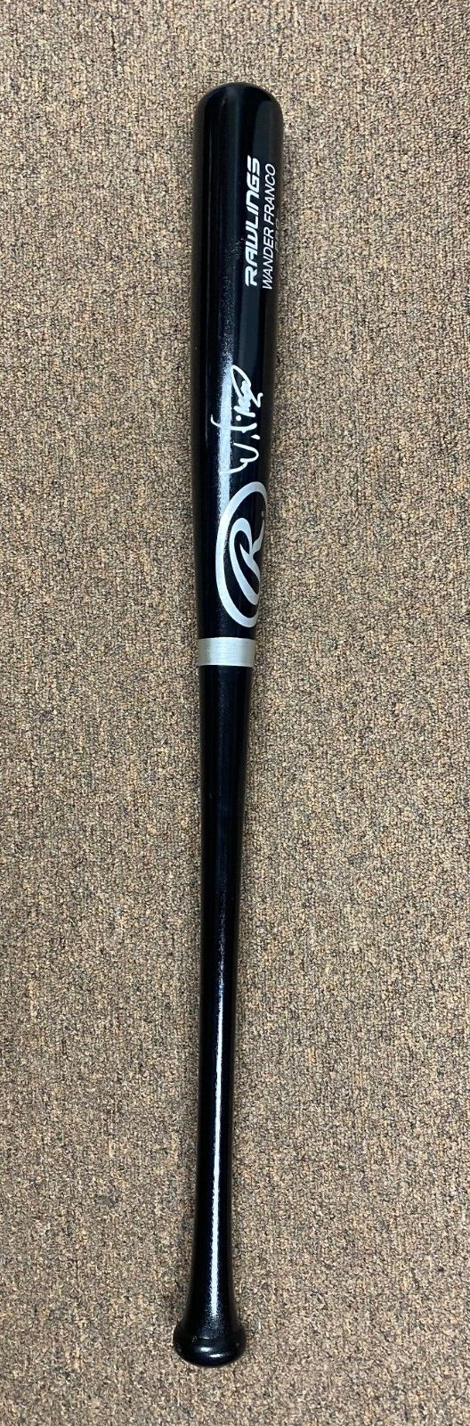WANDER FRANCO TB RAYS SIGNED AUTOGRAPHED RAWLINGS ENGRAVED BLACK BAT BECKETT