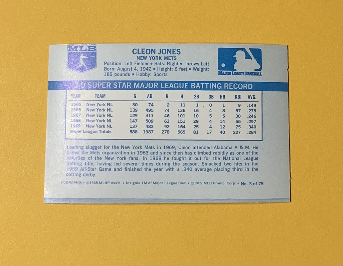 1970 KELLOGGS 3-D SUPERSTARS CLEON JONES #3 METS 