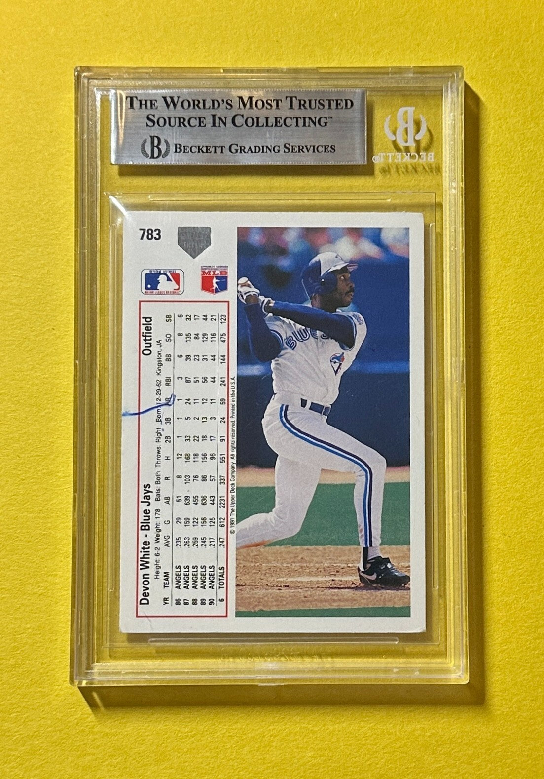1991 UPPER DECK DEVON WHITE #783 BECKETT AUTHENTIC SIGNED AUTOGRAPHED CARD