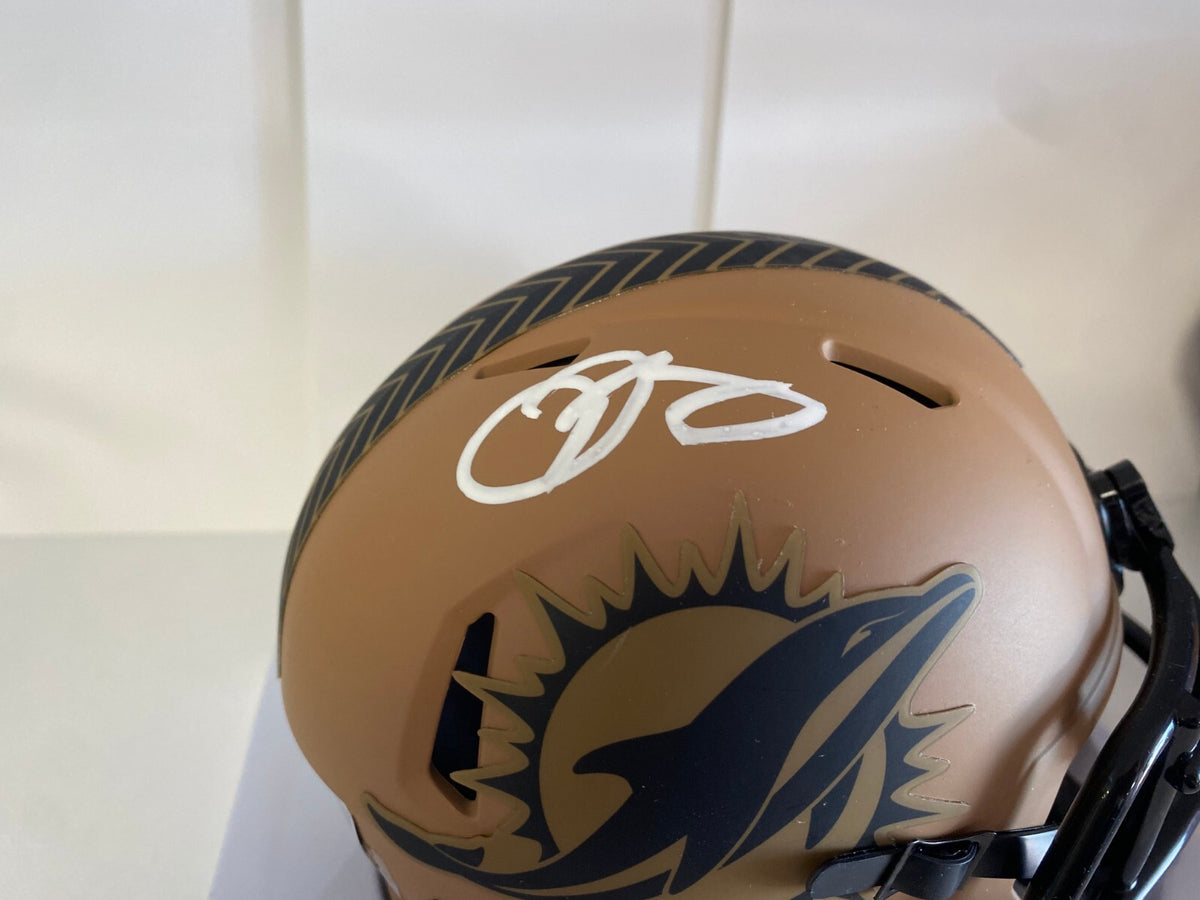 ODELL BECKHAM JR MIAMI DOLPHINS SIGNED AUTOGRAPH CAMO MINI HELMET BECKETT BAS *