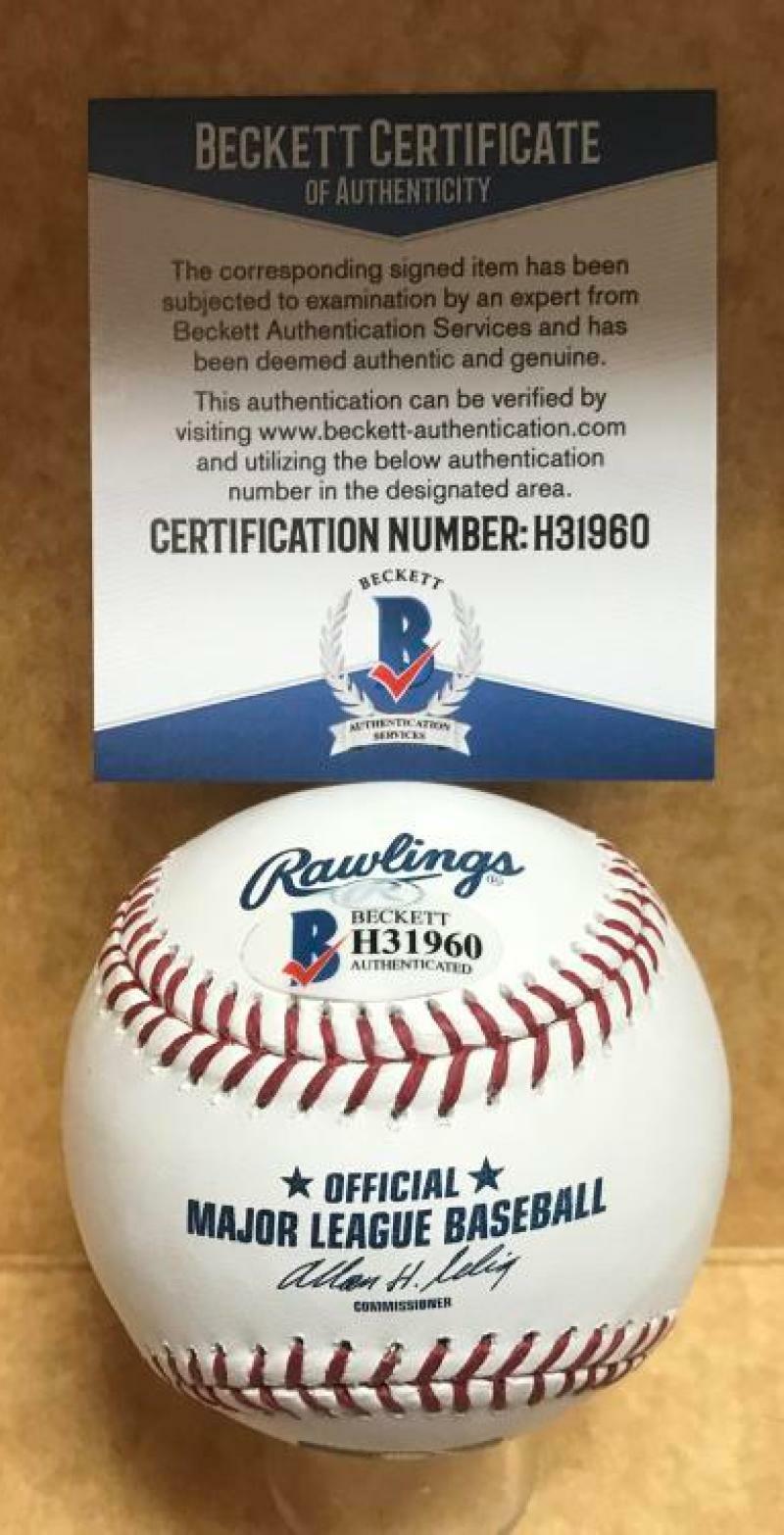 MIKE DAVIS OAKLAND A'S 88 WORLD CHAMPIONS SIGNED AUTO M.L. BASEBALL BECKETT H319