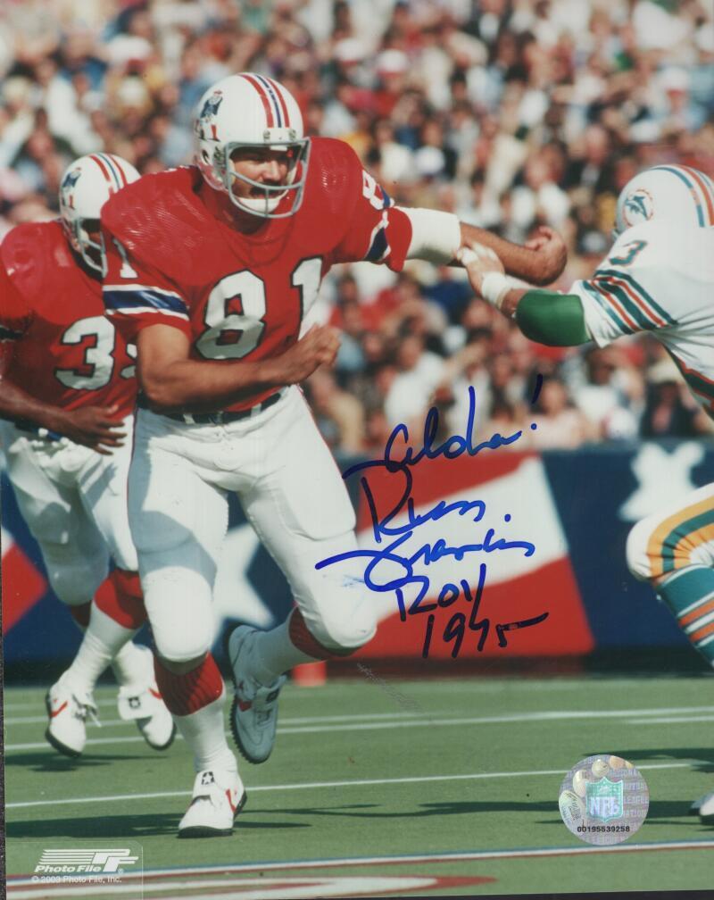 RUSS FRANCIS PATRIOTS ROY 1975  SIGNED AUTOGRAPHED 8X10 PHOTO W/ COA