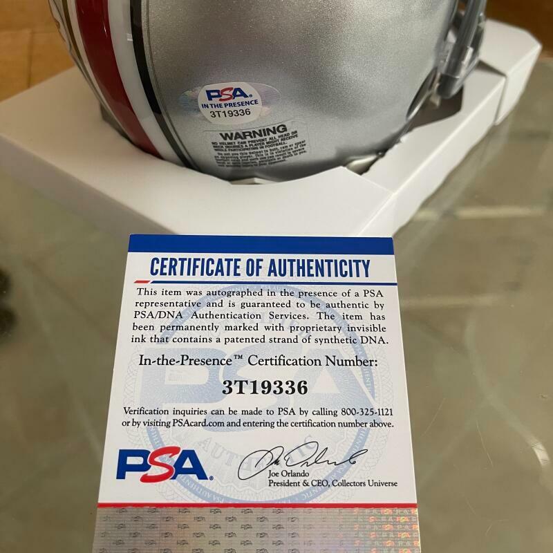 JEROME BAKER OHIO STATE BUCKEYES SIGNED AUTOGRAPHED MINI HELMET PSA