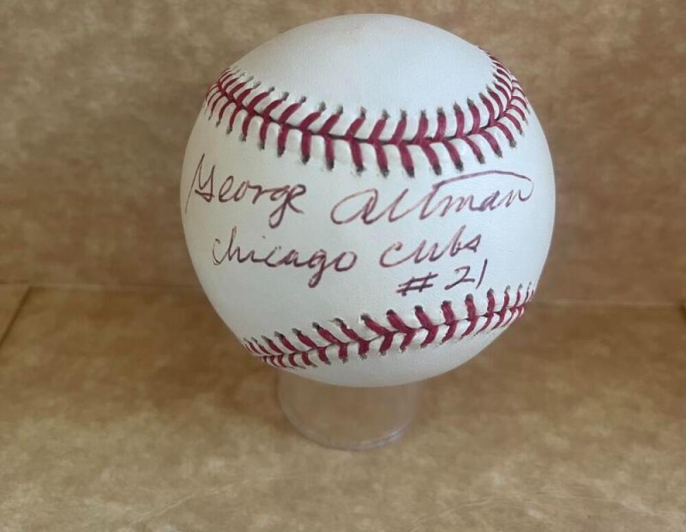 GEORGE ALTMAN CUBS #21 SIGNED AUTOGRAPHED M.L. BASEBALL W/ COA