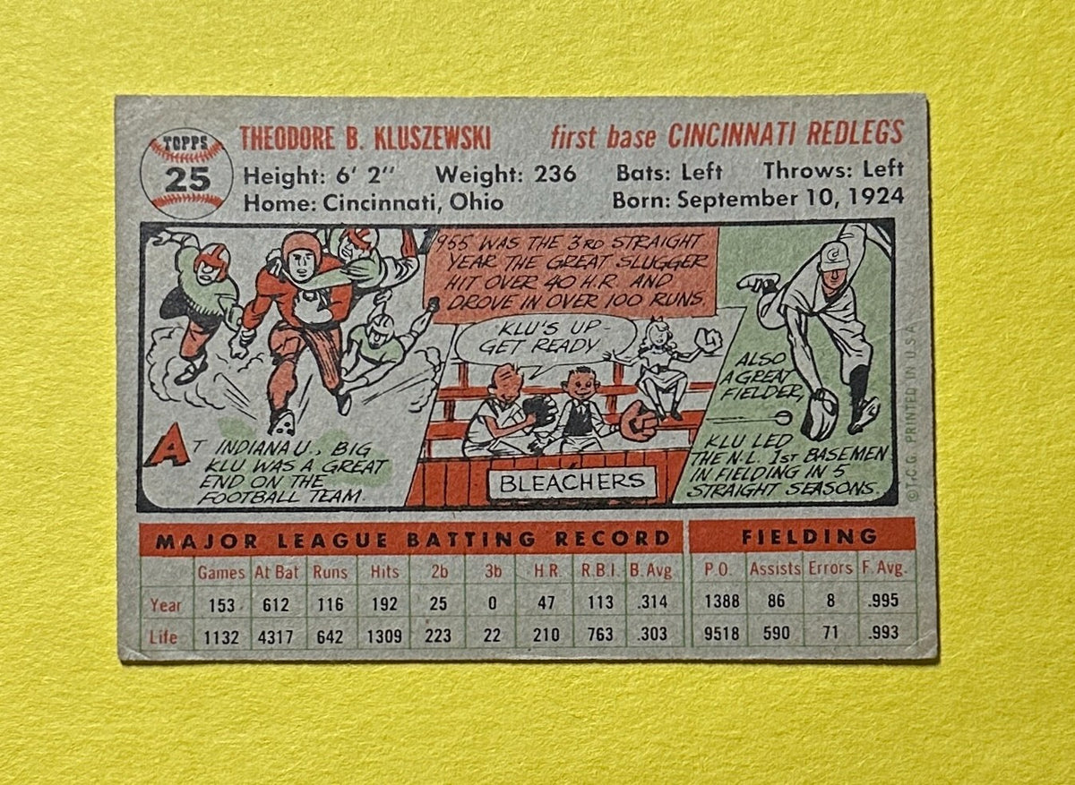 1956 TOPPS TED KLUSZEWSKI #25 REDS