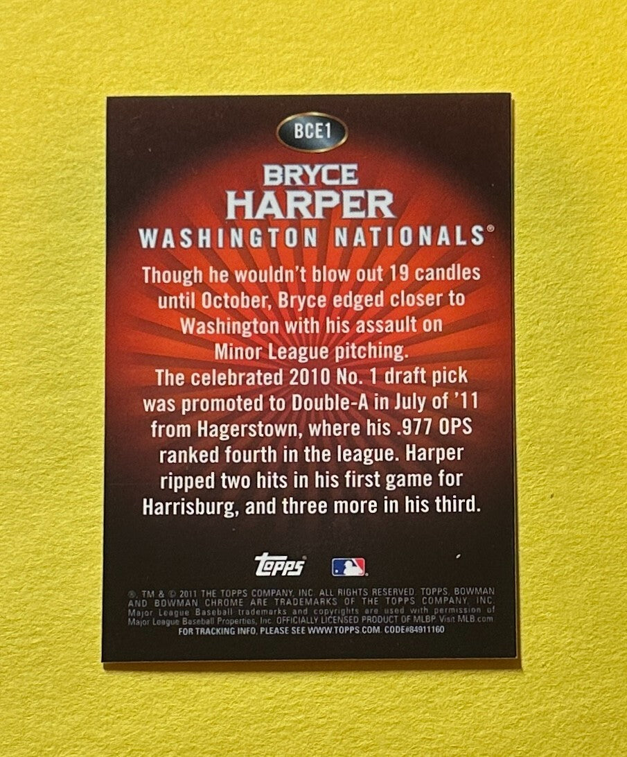 2011 BOWMAN CHROME BRYCE HARPER EXCLUSIVE RED PARALLEL #BCE1 NATIONALS