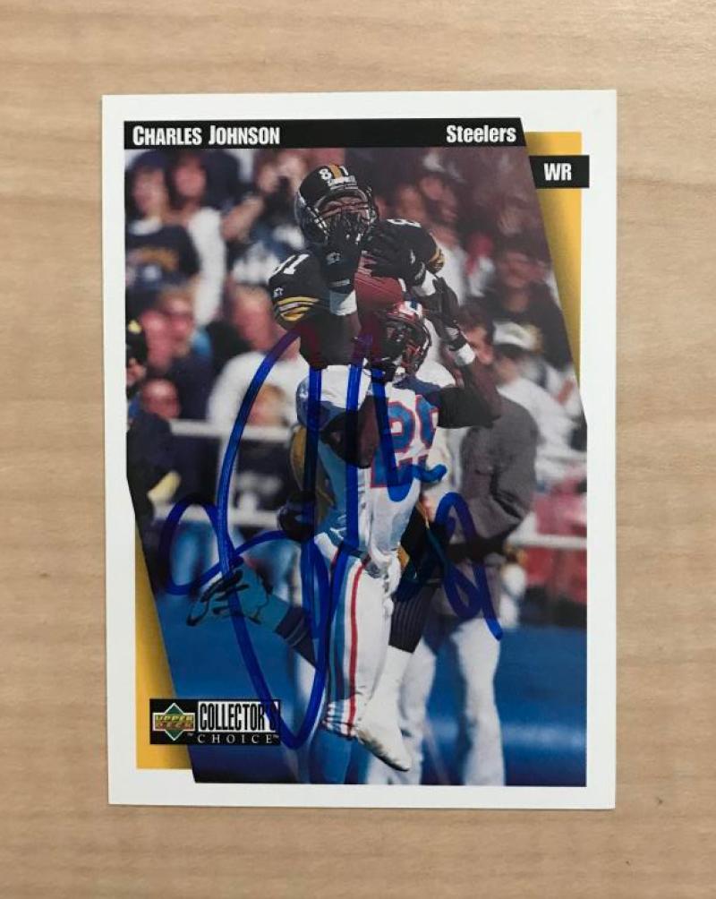 CHARLES JOHNSON PITTSBURGH STEELERS SIGNED 1997 UPPER DECK CARD #290 W/COA