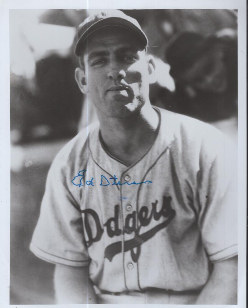 ED STEVENS BROOKLYN DODGERS SIGNED AUTOGRAPHED 8X10 PHOTO W/ COA