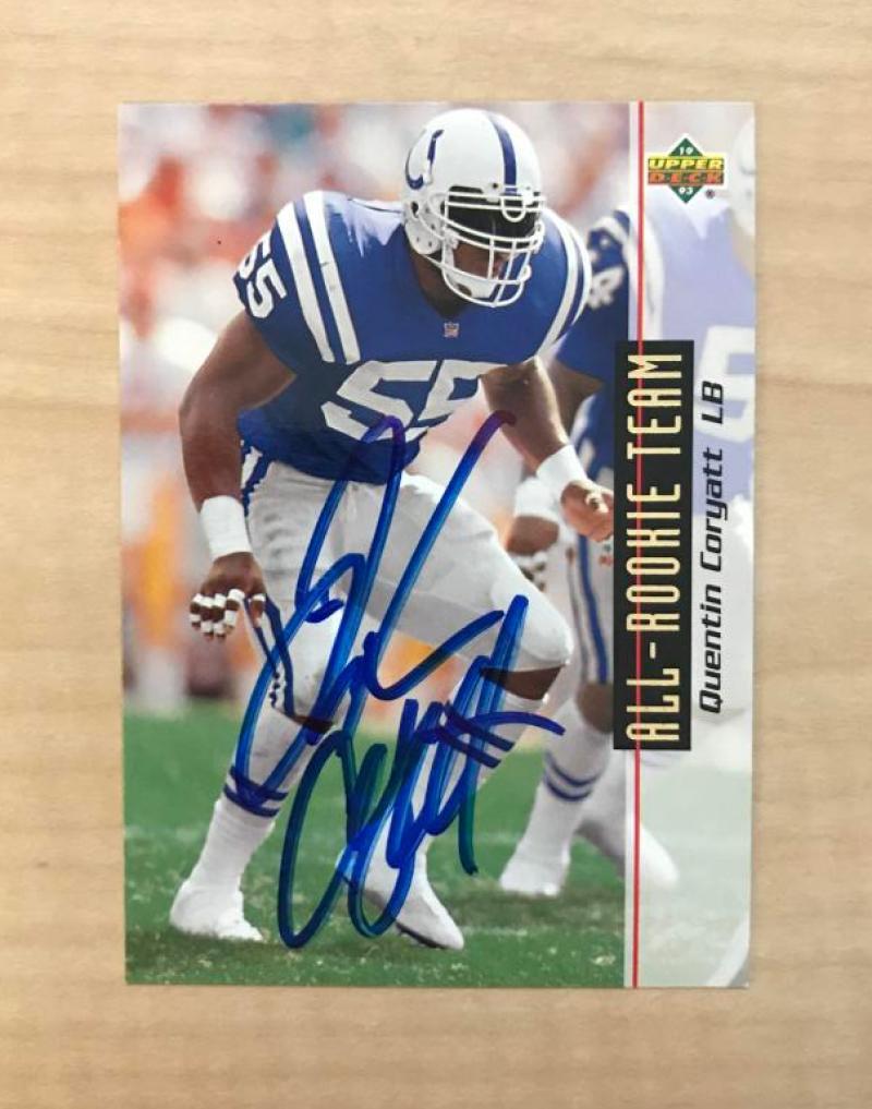 QUENTIN CORYATT INDIANAPOLIS COLTS AUTOGRAPHED 1993 UPPER DECK CARD #47 W/COA