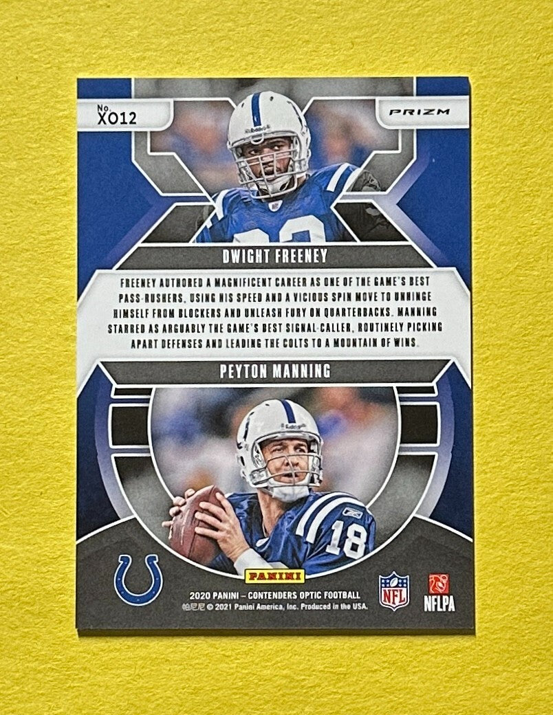2020 PANINI CONTENDERS OPTIC PEYTON MANNING DWIGHT FREENY DUAL X'S AND O'S #XO12