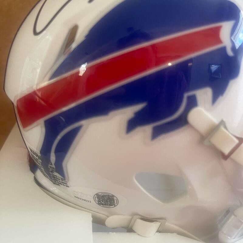 CORNELIUS BENNETT WHITE THROWBACK SIGNED MINI HELMET JSA WITNESS