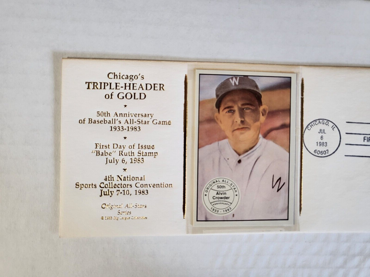 CHICAGO'S TRIPLE-HEADER OF GOLD CACHET FIRST DAY ISSUE BABE RUTH ALVIN CROWDER