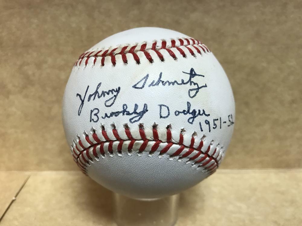 JOHNNY SCHMITZ BROOKLYN DODGERS 1951-52 SIGNED N.L. BASEBALL W/ COA 