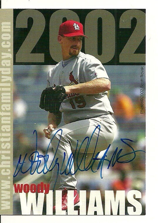WOODY WILLIAMS ST. LOUIS CARDINALS SIGNED AUTOGRAPHED CARD W/COA