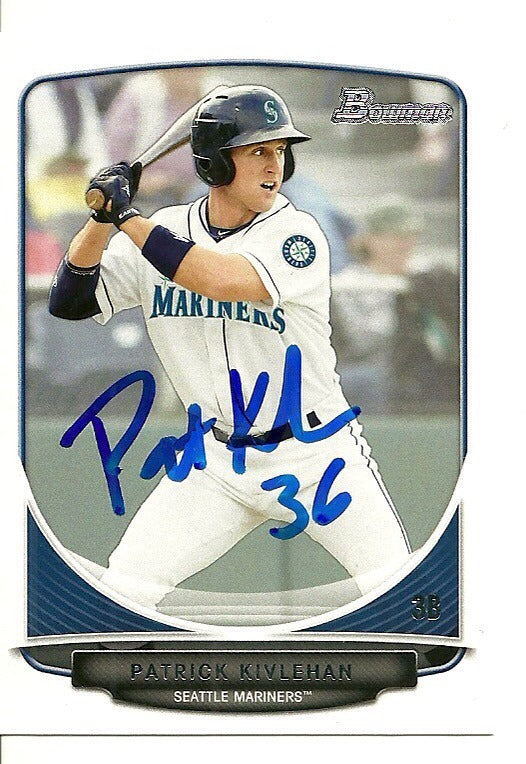 PATRICK KIVLEHAN SEATTLE MARINERS SIGNED AUTO 2013 TOPPS CARD #BP92 W/COA