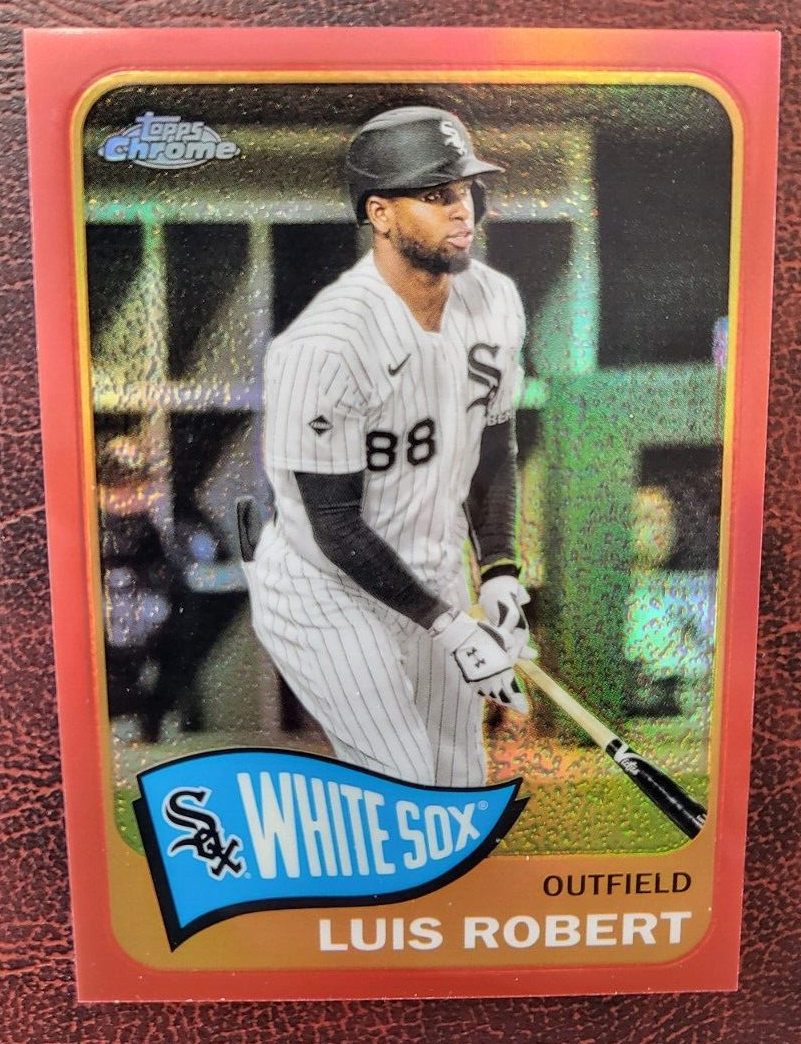 2021 TOPPS CHROME LUIS ROBERT CHICAGO WHITE SOX 1965 STYLE CARD RETRO RED /70