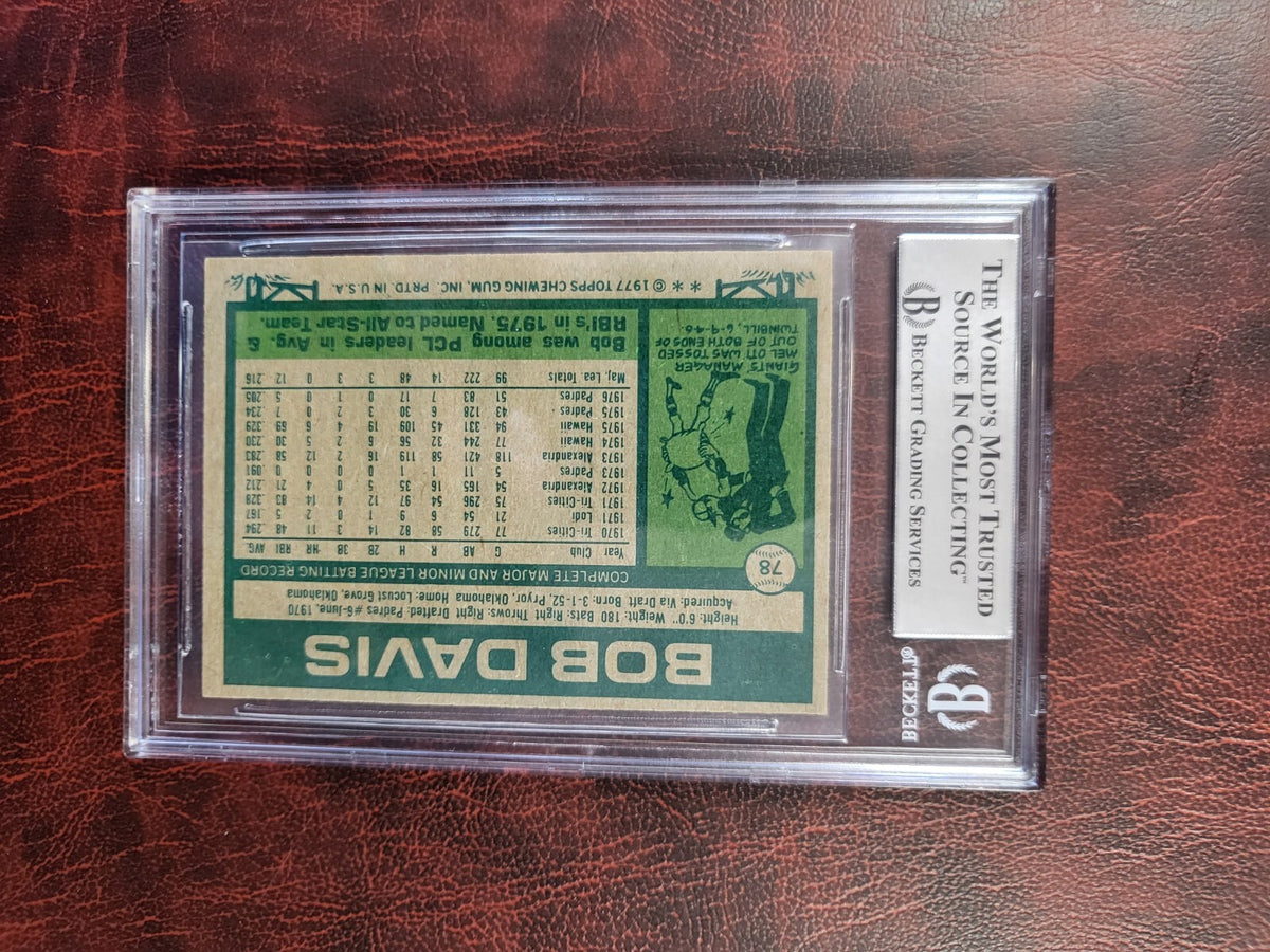 1977 TOPPS BOB DAVIS PADRES SIGNED AUTOGRAPH #78 CARD BECKETT AUTHENTIC