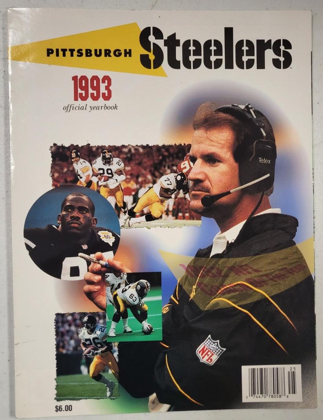 1993 NFL FOOTBALL PITTSBURGH STEELERS BILL COWHER YEARBOOK COVER