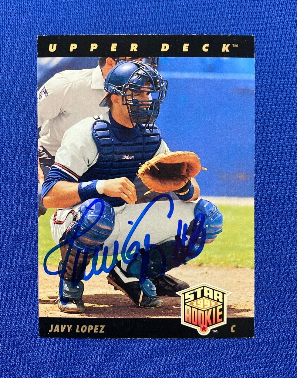 1993 UPPER DECK JAVY LOPEZ ATLANTA BRAVES RC SIGNED AUTOGRAPHED #29 CARD W/COA