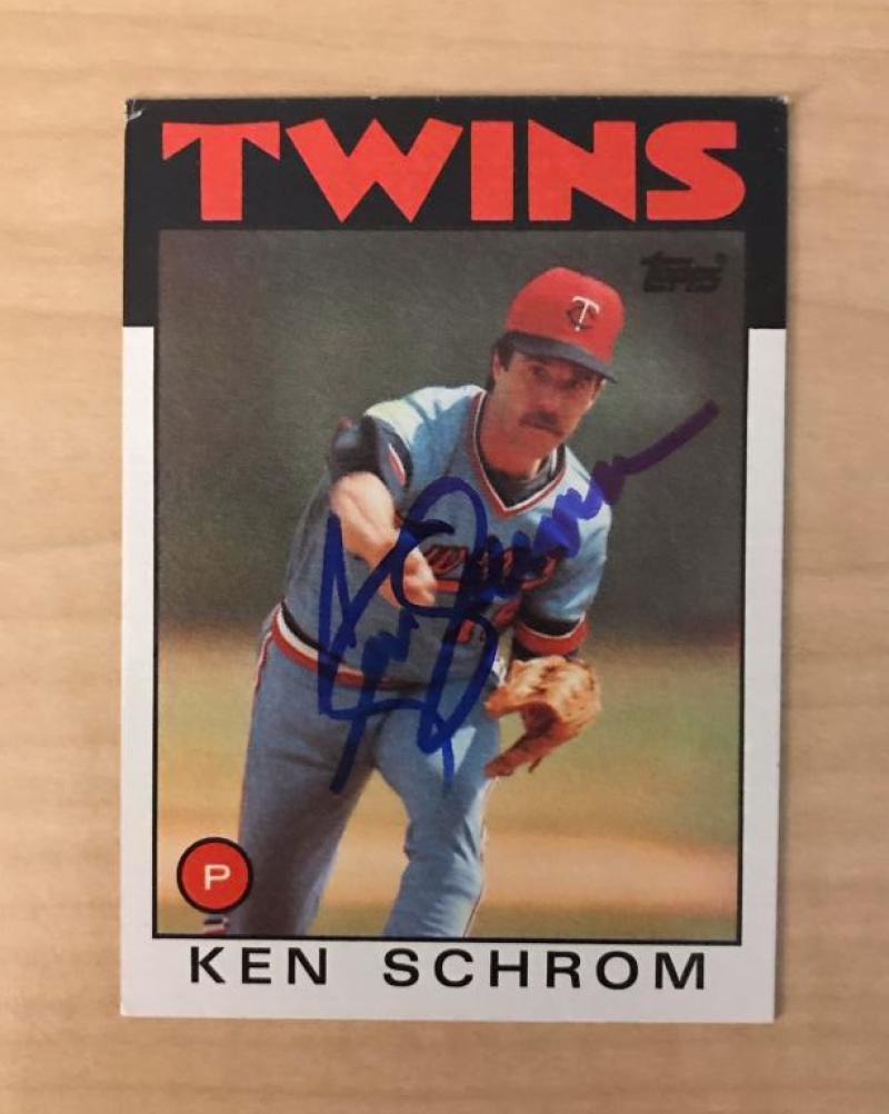 KEN SCHROM MINNESOTA TWINS SIGNED AUTOGRAPHED 1986 TOPPS CARD #71 W/COA 