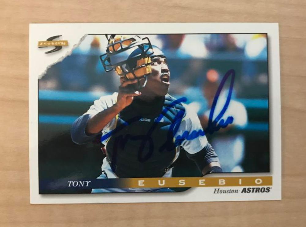 TONY EUSEBIO HOUSTON ASTROS SIGNED AUTOGRAPHED 1996 SCORE CARD #102 W/COA
