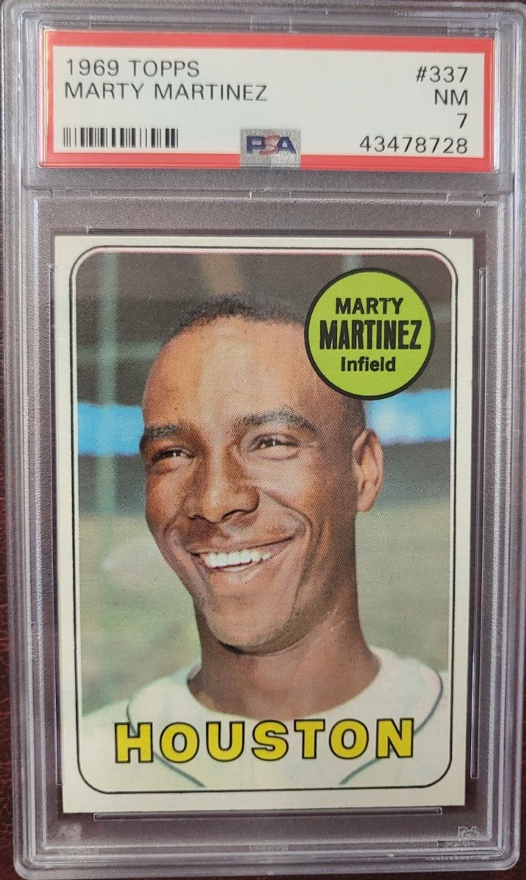 1969 TOPPS MARTY MARTINEZ ASTROS BASEBALL CARD #337 PSA 7 NM
