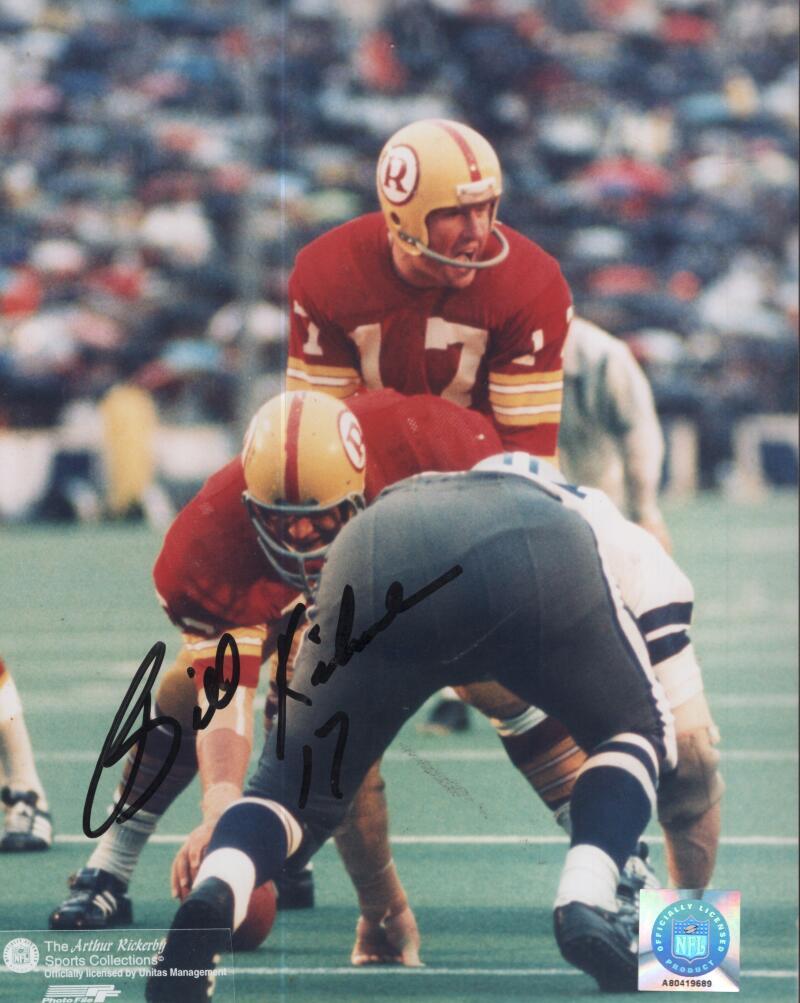 BILLY KILMER REDSKINS SIGNED AUTOGRAPHED 8X10 PHOTO W/ COA 