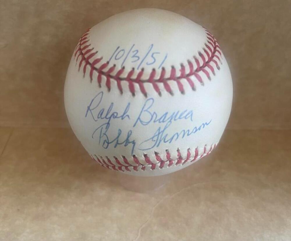 RALPH BRANCA BOBBY THOMSON 10/3/51 SIGNED AUTOGRAPHED N.L. BASEBALL BAS AUTH