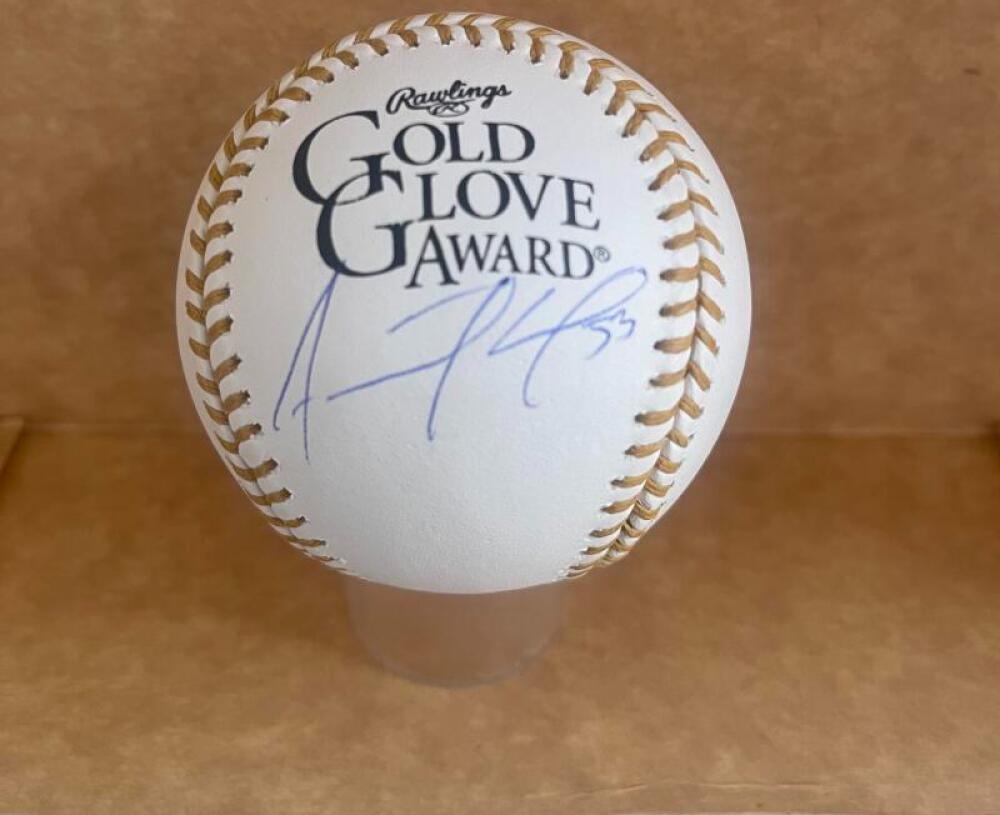 ADOLIS GARCIA RANGERS SIGNED AUTOGRAPHED GOLD GLOVE BASEBALL  BECKETT AUTH 